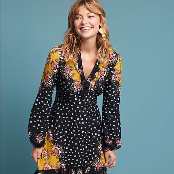 Anthropologie Dresses & Skirts - Anthro Farm Rio Floral Maxi Black Dress FLAWS